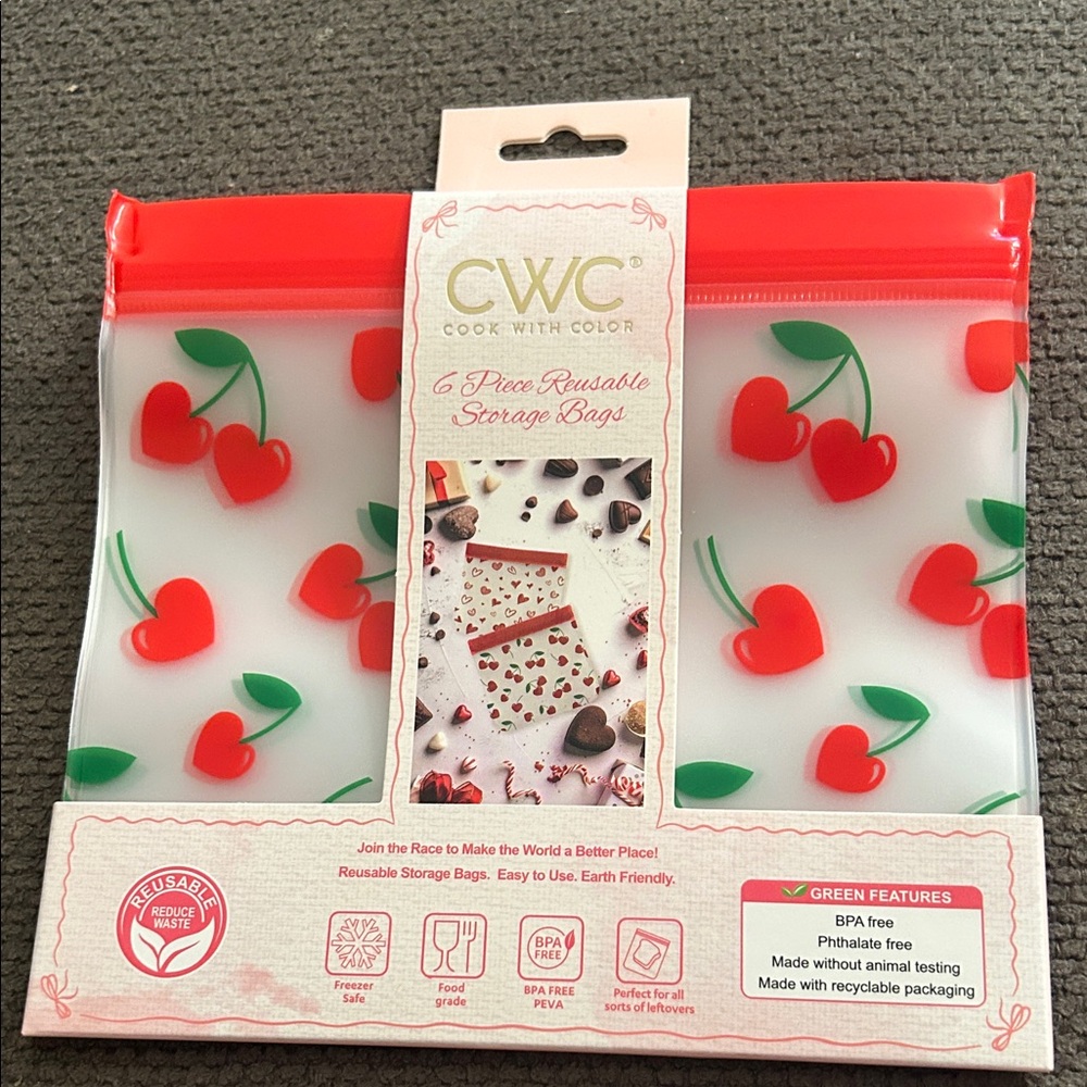 Cherry Print Reusable Storage Bags